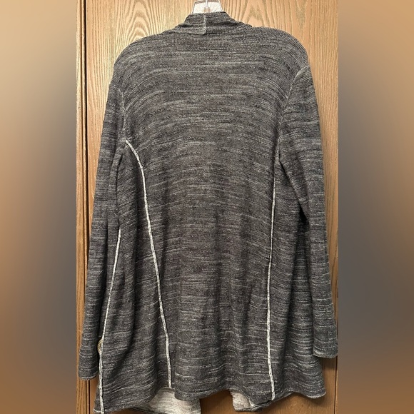 Eileen Fisher Open Front Organic Cotton Cardigan Sweater Charcoal Heather Size M - Picture 6 of 8